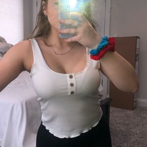 Scallop Buttoned Crop Top